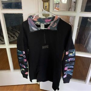 PINK VS Tropical Black Sweater 3/4 zip